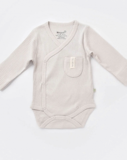 Bibaby Biorganic Soft Modal Eldivenli Kruvaze Body 56904 Gri