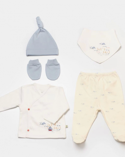 Bibaby Biorganic Sun Lets Sail 5'Li Hastane Çıkış Seti 62335 Ekru Mavi