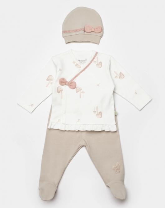Bibaby Biorganic Sweet Lady Bebek 3'lü Zıbın Takım 73347 Light Beige
