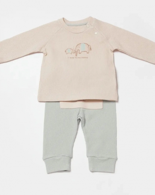 Bibaby Biorganic Waffle I Love My Mama 2'Li Takım 59782 Bej-Mint