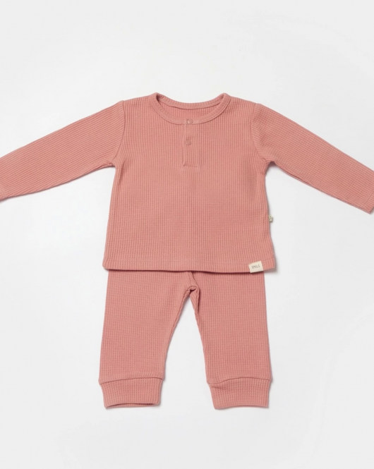 Bibaby Biorganic Waffle Smile 2'Li Takım 59785 Red-Brown