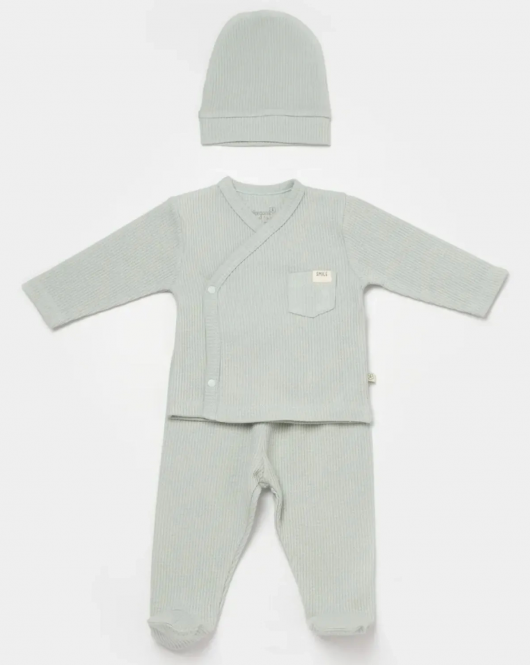 Bibaby Biorganic Waffle Smile 3'Lü Zıbın Takım 73323 Mint