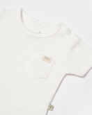 Bibaby Biorganic Waffle Smile Kısa Kol Bebek Body 56987 Ekru
