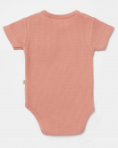Bibaby Biorganic Waffle Smile Kısa Kol Bebek Body 56987 Red-Brown