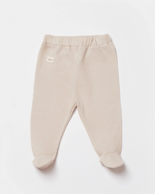 Bibaby Biorganic Waffle Smile Patikli Pantolon 57899 Bej