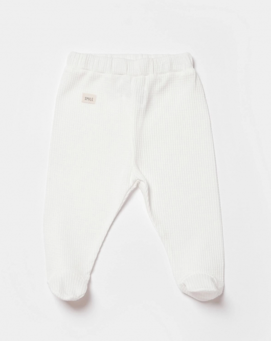 Bibaby Biorganic Waffle Smile Patikli Pantolon 57899 Ekru
