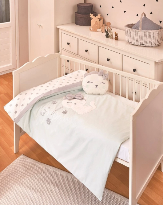 Bibaby Cute Cat Nevresim Takımı 69098 Mint