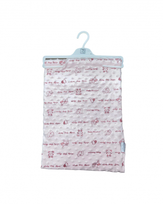 Bibaby Desenli Büyük Boy Scoop 90x108 Bebek Battaniye 64614 Pembe