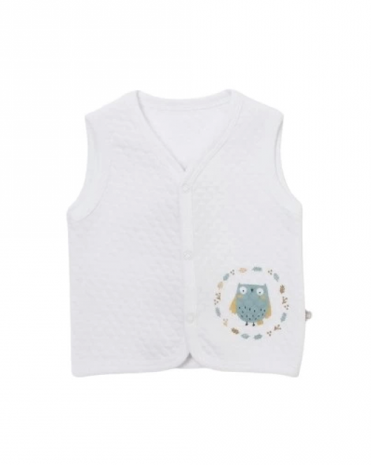 Bibaby Framed Owl Kapitone Yelek 61475 Beyaz