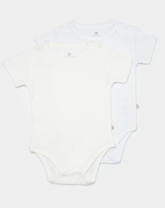 Bibaby Jakarlı Kısa Kol 2'Li Bebek Body 56993 Beyaz-Ekru