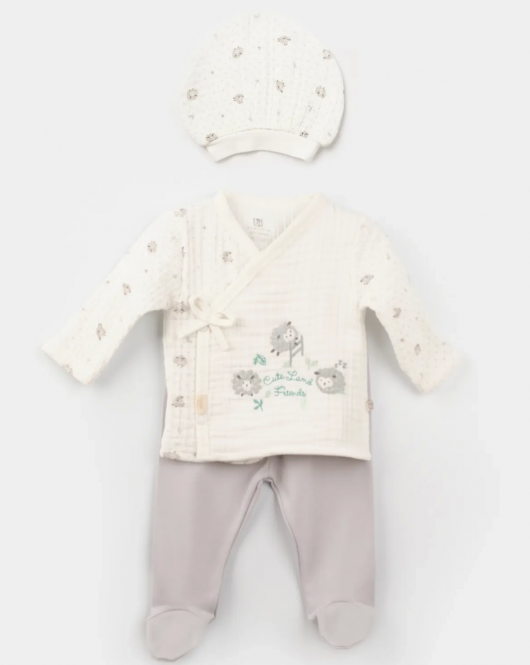 Bibaby Lamb Friends 3'Lü Zıbın Set 73328 Gri