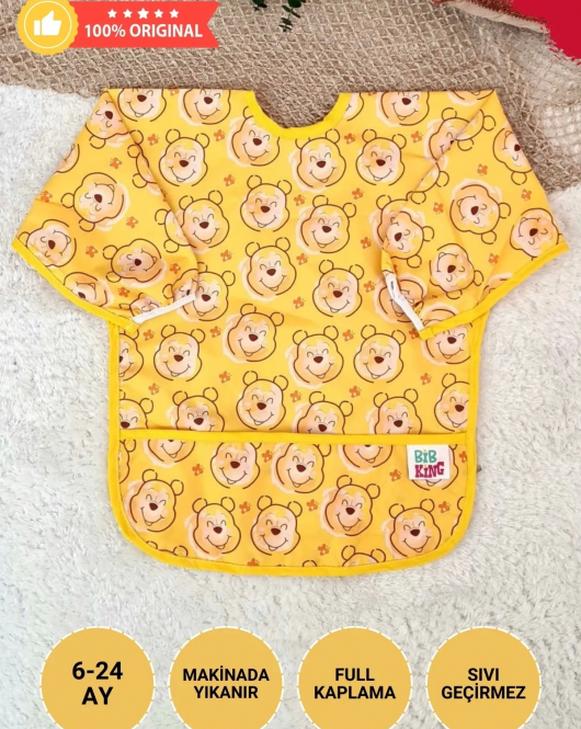 Candar Bear Desenli Sıvı Geçirmez Unisex Aktivite Ve Mama Önlüğü 6-24 Ay