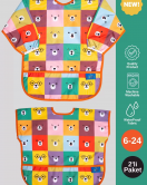 Candar Colour Bear Desenli 2'li Paket Uzun Ve Kısa Kol Aktivite Ve Mama Önlüğü 6- 24 Ay