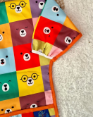 Candar Kare Ayılar Desenli Sıvı Geçirmez Unisex Aktivite Ve Mama Önlüğü 6-24 Ay