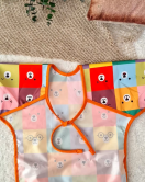 Candar Kare Ayılar Desenli Sıvı Geçirmez Unisex Aktivite Ve Mama Önlüğü 6-24 Ay