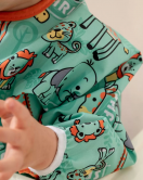 Candar Safari Desenli Sıvı Geçirmez Uzun Kol Aktivite Ve Mama Önlüğü 6-24 Ay