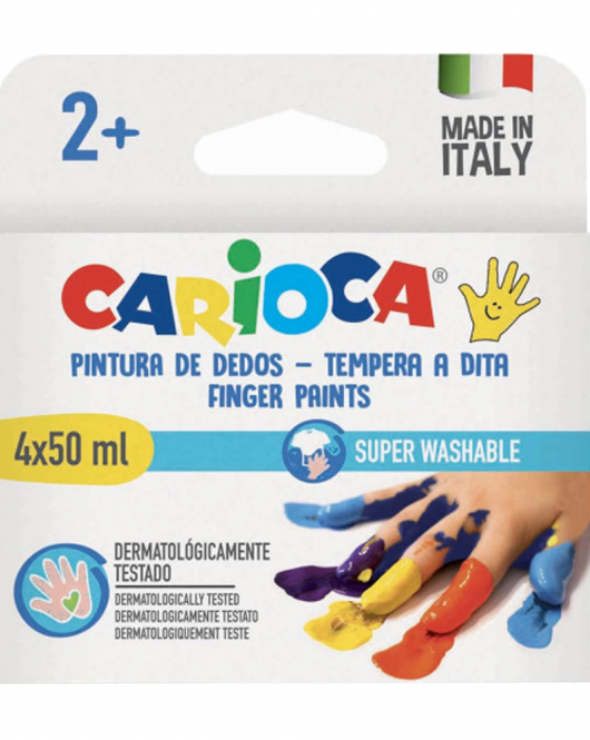Carioca Bebek Parmak Boyası 4 Renk 4x50 ml Süper Yıkanabilir 2+ Yaş