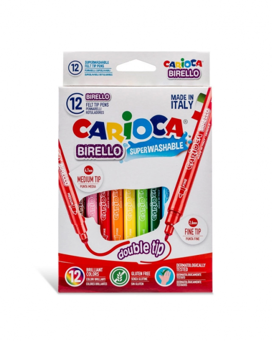 Carioca Birello Süper Yıkanabilir Çift Taraflı Keçeli Boya Kalemi 12'Li