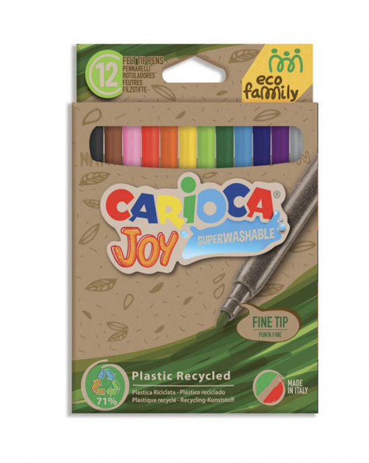 Carioca Eco Family Joy Süper Yıkanabilir Keçeli Boya Kalemi 12'Li