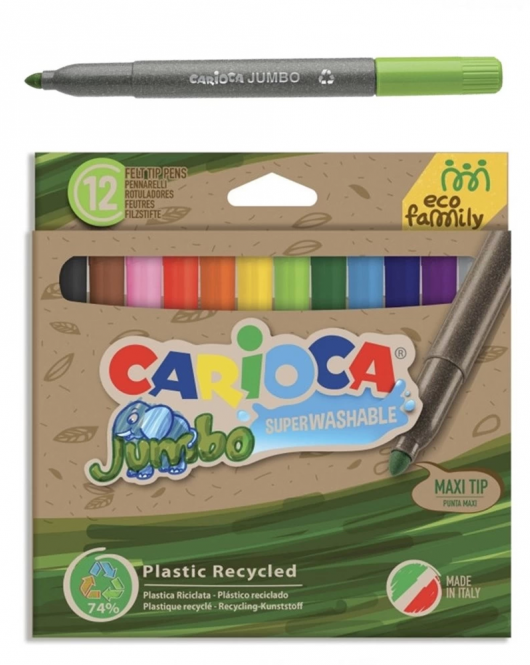 Carioca Eco Family Jumbo Süper Yıkanabilir Keçeli Boya Kalemi 12'Li