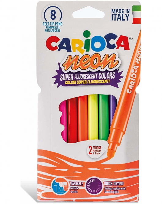 Carioca Fosforlu Yıkanabilir Keçeli Boya Kalemi 8'Li