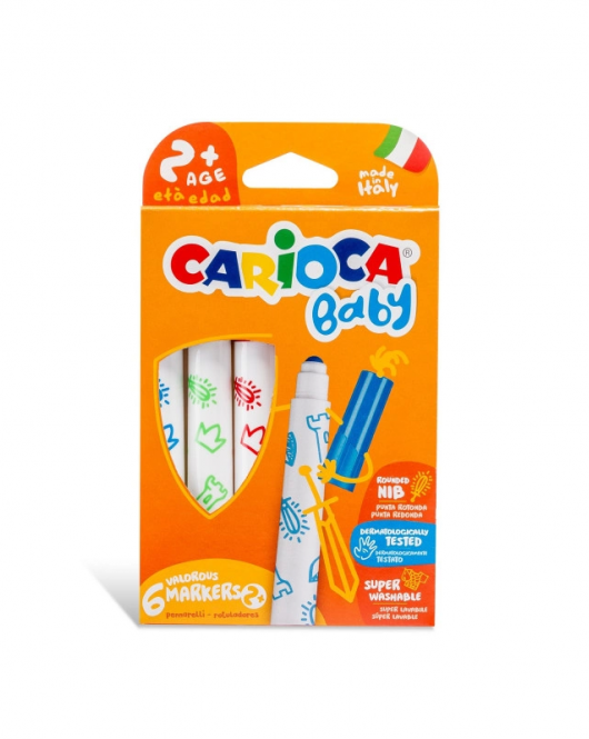 Carioca Jumbo Bebek Süper Yıkanabilir Keçeli Boya Kalemi 6'Lı +2 Yaş