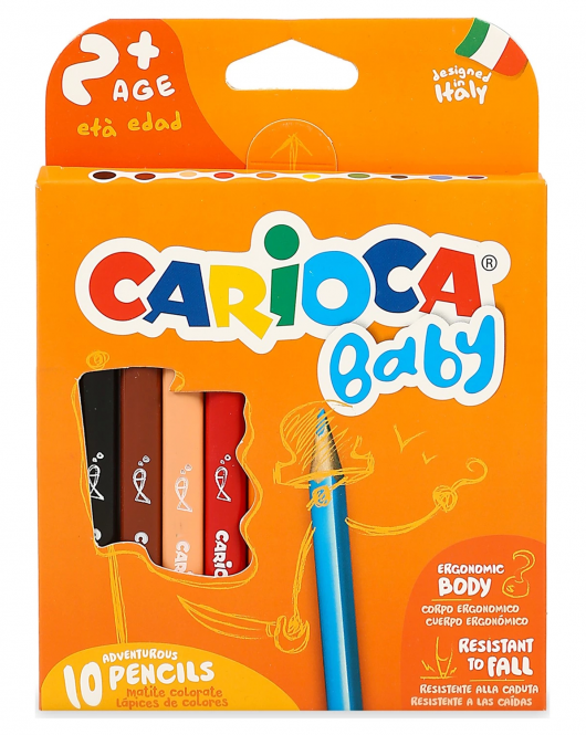 Carioca Jumbo Bebek Üçgen Kuru Boya Kalemi 10'Lu +2 Yaş