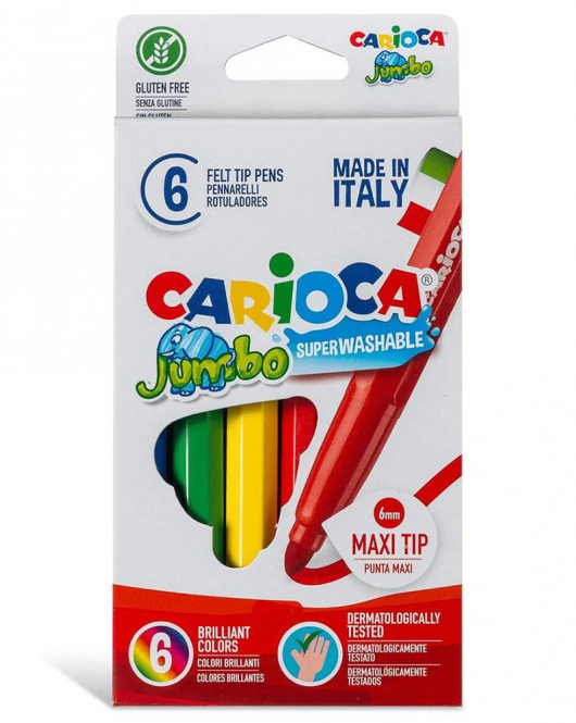 Carioca Jumbo Süper Yıkanabilir Keçeli Boya Kalemi 6'Lı