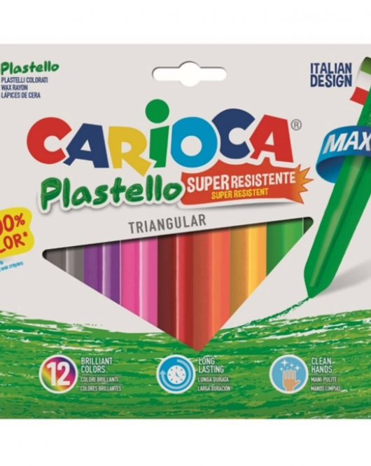 Carioca Jumbo Üçgen Elleri Kirletmeyen Yıkanabilir Pastel Boya Kalemi 12'Li