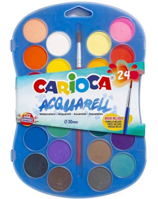 24'lü Carioca Sulu Boya 30mm Fırça Hediyeli
