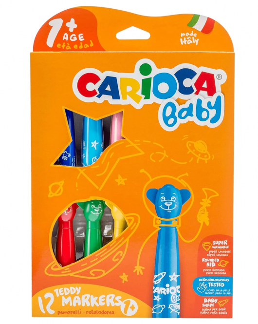 Carioca Teddy Jumbo Bebek Süper Yıkanabilir Keçeli Boya Kalemi 12'Li