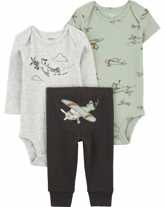 Carter's Erkek Bebek Body Pantolon Set 3'lü Paket 1R035210 Renkli