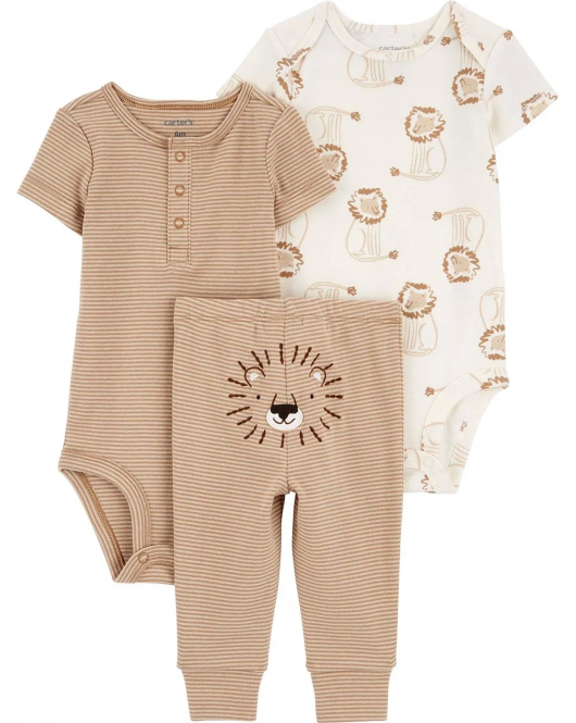 Carter's Erkek Bebek Body Pantolon Set 3'lü Paket 1R035310 Kahverengi
