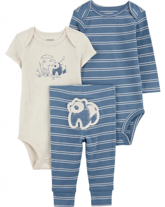 Carter's Erkek Bebek Body Pantolon Set 3'lü Paket 1R077710 Renkli