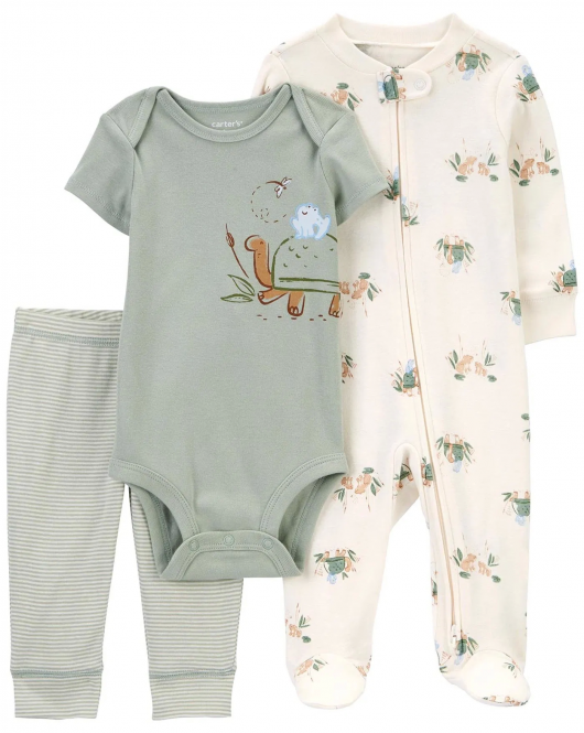 Carter's Erkek Bebek Tulum Body Pantolon Set 3'lü Paket 1R038110 Renkli