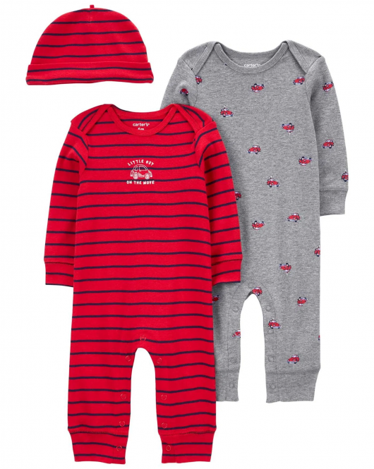 Carter's Erkek Bebek Tulum Set 3'lü Paket 1R038210 Renkli