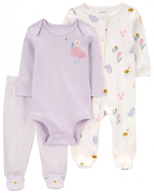 Carter's Kız Bebek Tulum Body Pantolon Set 3'lü Paket 1R038710 Renkli