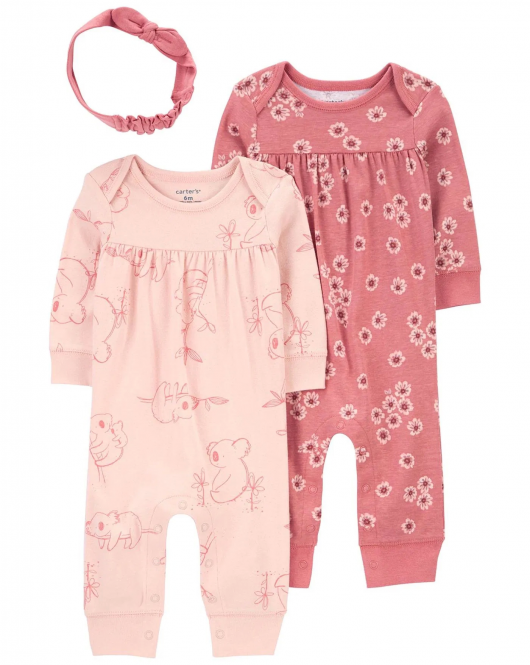 Carter's Kız Bebek Tulum Set 3'lü Paket 1R038810 Renkli