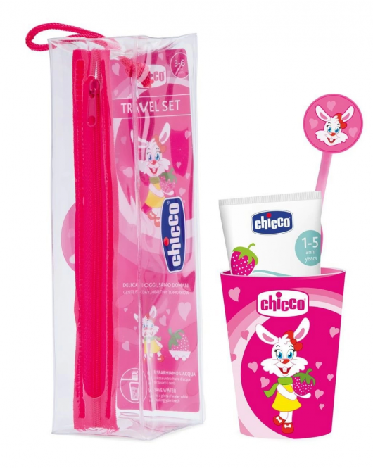 Chicco Diş Fırçası Seyahat Seti Bardaklı 3 Yaş+ Kız