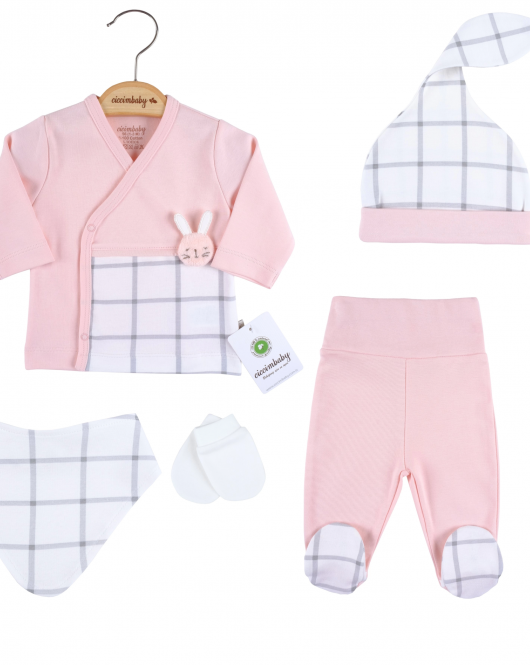 Ciccim Baby Ekose 5'Li Zıbın Set 4867 Pembe