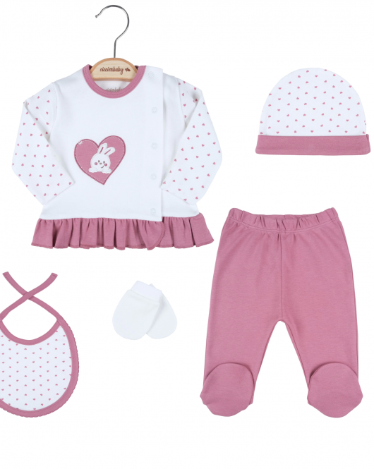 Ciccim Baby Kalpli Tavşan 5'Li Zıbın Seti 4816 Rose