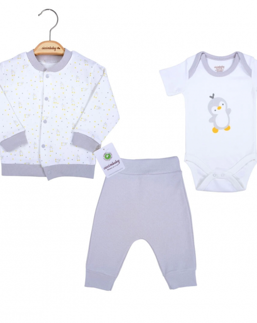 Ciccim Baby Penguen Desen 3lü Takım 4619 Gri