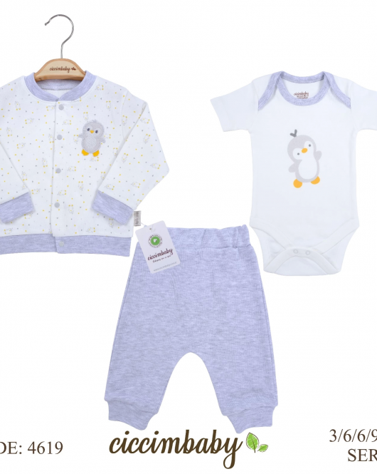 Ciccim Baby Penguen Desen 3lü Takım 4619 Karmelanj