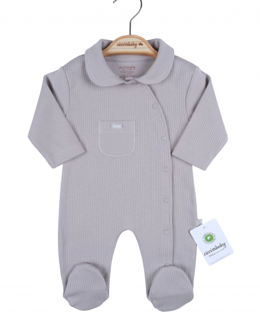Ciccim Baby Yandan Çıtçıtlı Patikli Tulum 4770 Toprak