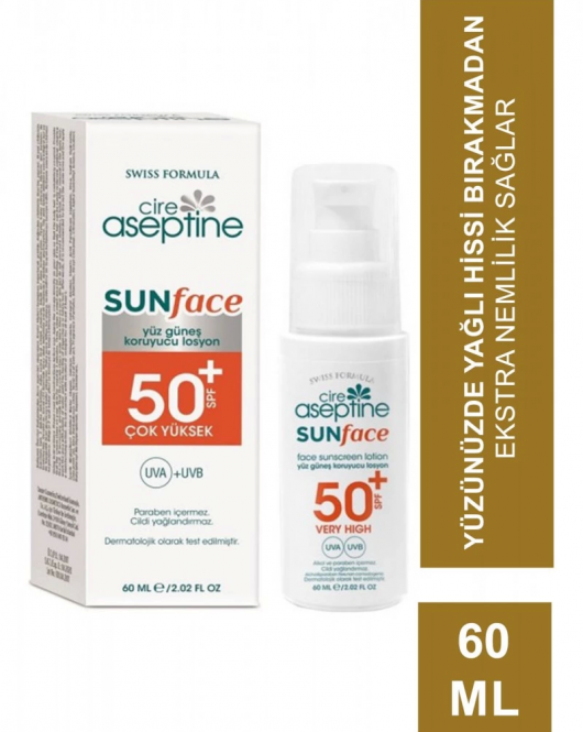 Cire Aseptine Sun Yüz Güneş Koruyucu Losyon 50 SPF 60ml