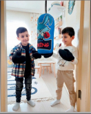 Çocuk Boks Torbası Eldiven Hediyeli Çocuklar İçin Eğlenceli Evde Boks Mavi