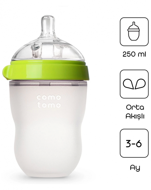 Comotomo Antikolik Silikon Biberon 250 ml 3-6 Ay Yeşil