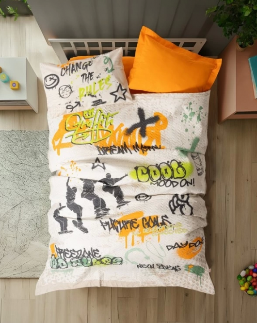 Cotton Box Genç Complete Set Tek Kişilik Graffiti Oranj