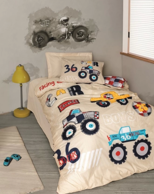 Cotton Box Junior Ranforce Nevresim Takımı Tek Kişilik Cars Bej