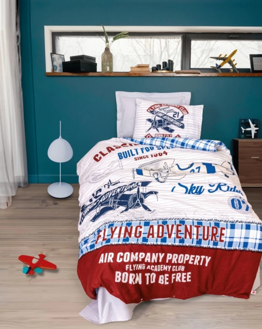 Cotton Box Junior Ranforce Nevresim Takımı Tek Kişilik Flying Gri
